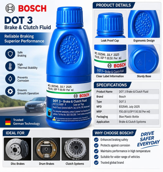 Bosch DOT 3 Brake and Clutch Fluid 100 ml