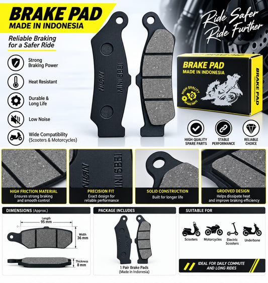 Brake pad made in Indonesia - product details and dimensions