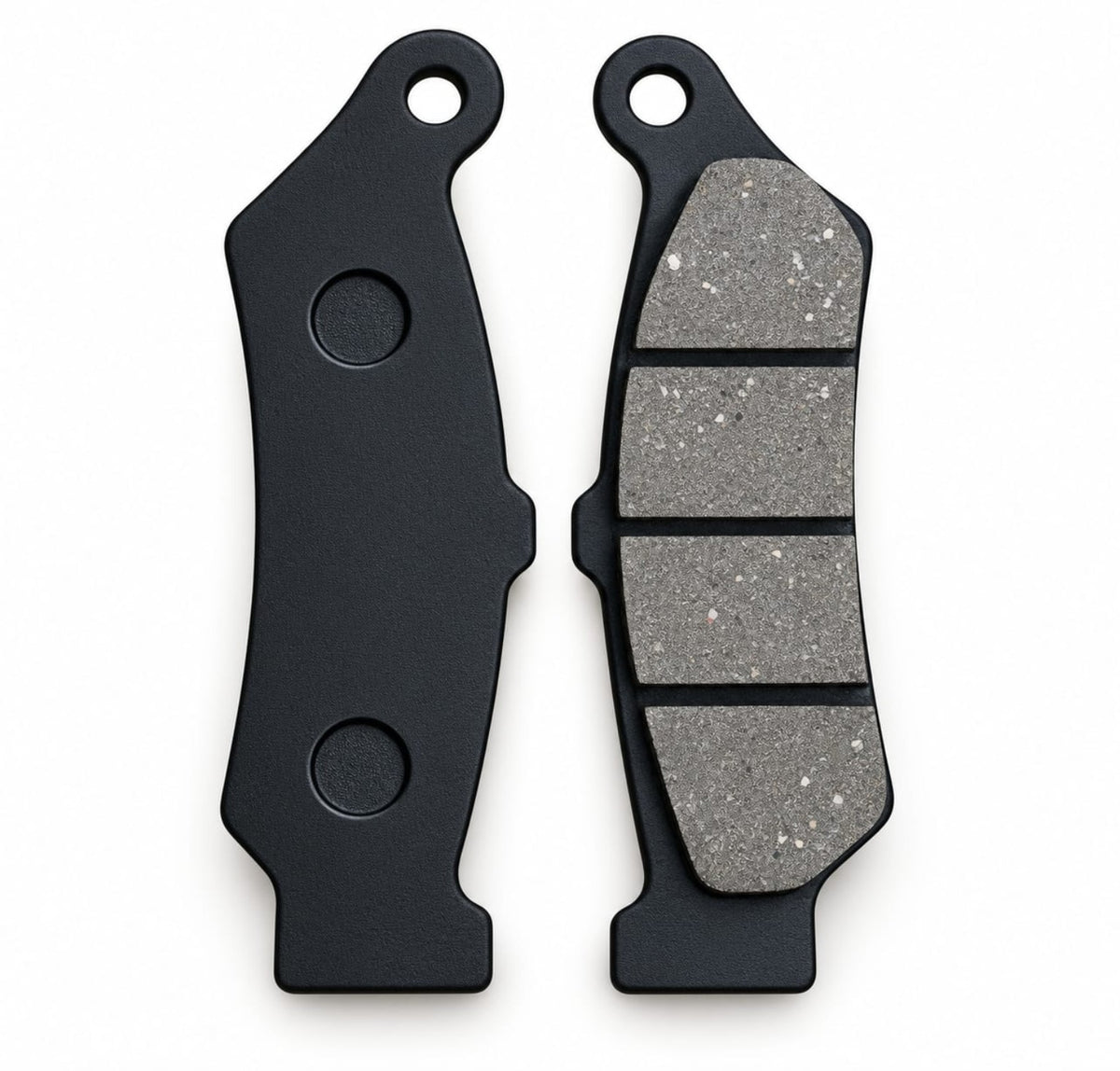 Brake pad pair made in Indonesia - front and back view