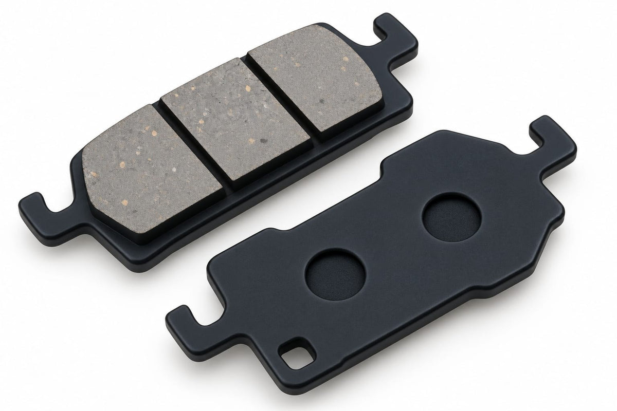 Metallic EV disc brake pads angle view