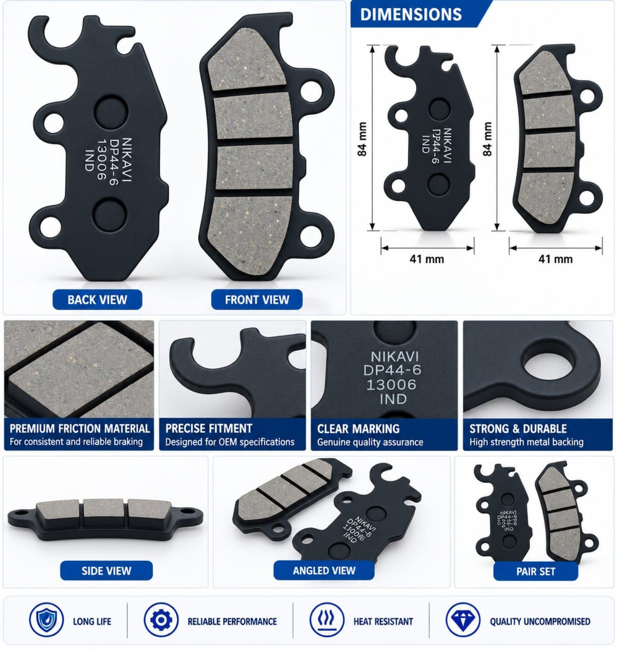 Front disc brake pads for Ola Electric scooter MN146EF